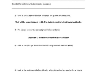 Grammar Worksheet