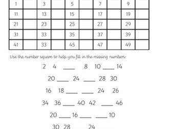 Year 1 Counting In 2s Differentiated Worksheets
