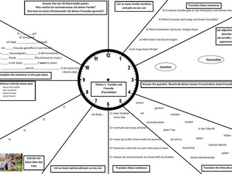 GCSE German Revision Clock -  Family and Relationships