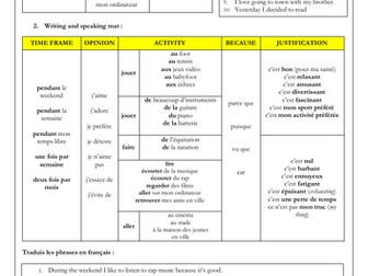 French GCSE Hobbies & free time: Mes passe-temps (4 worksheets)