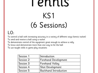 KS1 PE Planning - Games - Tennis