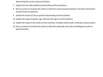 Voting behaviour and media revision activities - Unit 1 Politics Edexcel