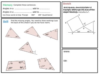 Angles in Triangles Homework