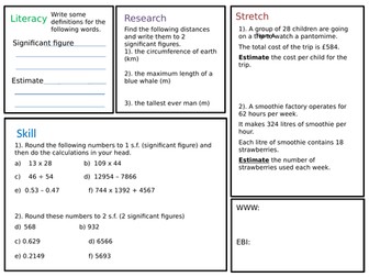 Significant Figures and Estimating Homework
