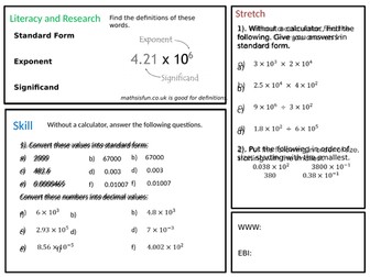 Standard Form Homework