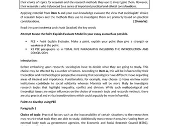 AQA A Level Sociology theory and methods 20 mark essay plan