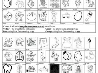 Plurals of the nouns coloring task