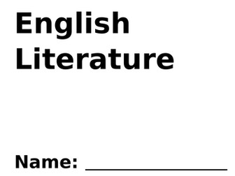 English Literature Home Learning Booklets Year 10 and Year 11 AQA GCSE