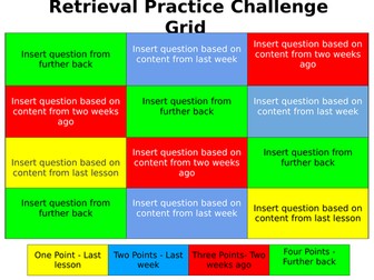 Retrieval Practice Challenge Grid - Blank Template