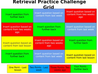 Retrieval Practice Challenge Grid - Blank Template