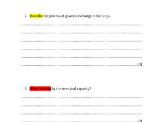 IGCSE Respiratory and Circulatory System Practice Exam Questions