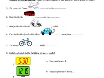 Year 8 - French Assessment + Markscheme