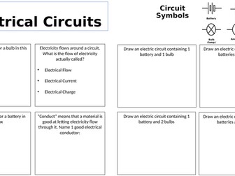 Drawing Electrical Circuits - Worksheet