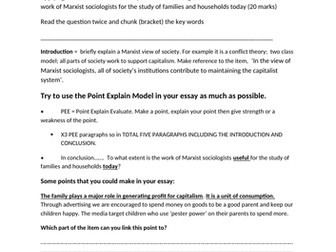 AQA A Level Sociology 20 mark essay Marxism families