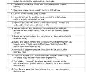 Component 2 - Social Stratification and Inequality  Review Quiz 86 statements! Sociology