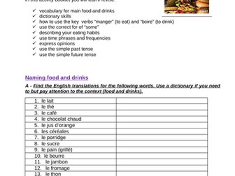 French booklet - Food and drinks - Year 8