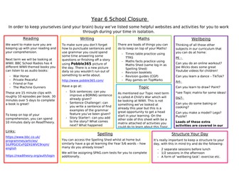 COVID-19 School Closure Document Y6