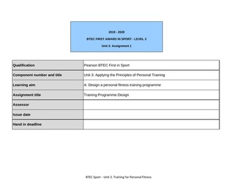 BTEC Sport Unit 3: Assignment 1: Learning Aim A