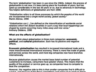 Globalisation activity book