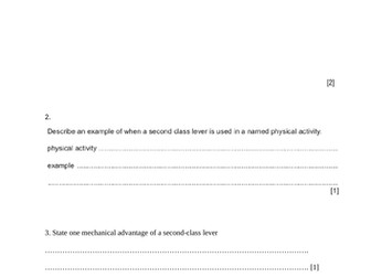Chapter 5 - Biomechanics past exam questions IGCSE