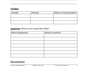 Science practical template