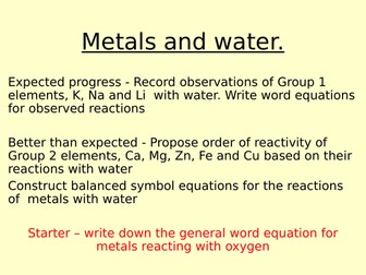 Metals and water home learning