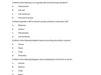 Edexcel IGCSE Biology Section 1 MCQs (and answers)