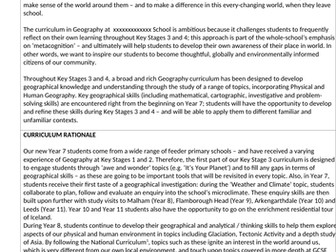 Geography Intent Statement