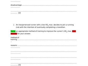 Chapter 7 - Training practice exam questions IGCSE