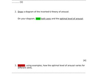 Chapter 9 - Sports Psychology past exam questions IGCSE