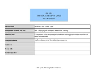 BTEC Sport Unit 3: Assignment 3: Learning Aim C