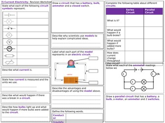 Exploring Science Year 7- Revision Worksheets | Teaching Resources