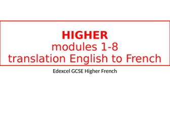 Edexcel GCSE Higher French English to French translation
