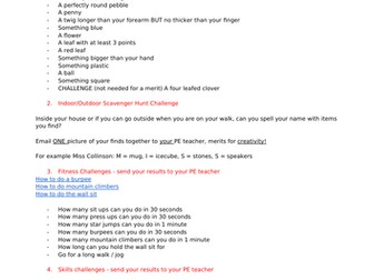 home learning pe tasks