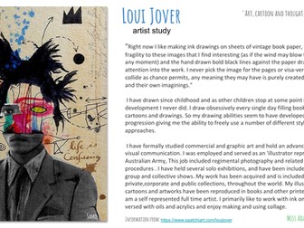 Loui Jover Artist Research and Creative Mixed Media Portrait Task