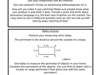 Home learning daily activities KS2 - three weeks of lesson ideas
