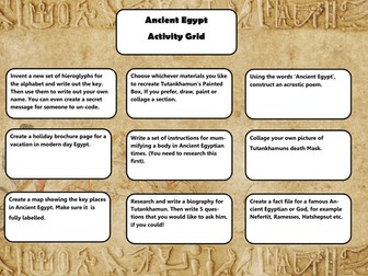 Ancient Egpyt - Activity grid