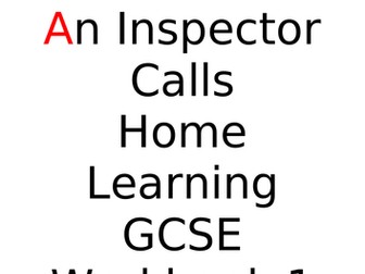 An Inspector Calls Home Learning Pack