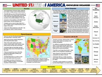 United States of America Knowledge Organiser - KS2 Geography Place Knowledge!