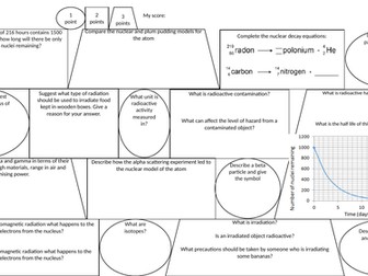 AQA Trilogy P1 radiation differentiated revision mat