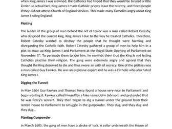 Gunpowder plot Year 5 comprehension lesson