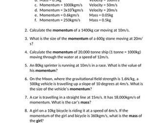 GCSE Momentum questions with model answers