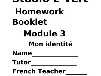 Studio 2 Vert Vocabulary and Homework booklet Module 3 "Mon identite"