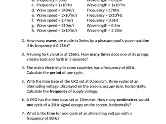 Wave Calculations with Model answers
