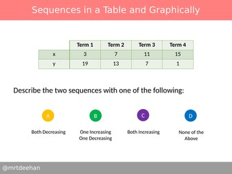 Sequences in a Table and Graphically Diagnostic Questions
