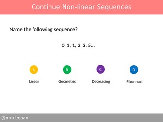 Continue Non-linear Sequences Diagnostic Questions