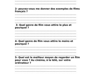 Cinema Questions AQA French A level