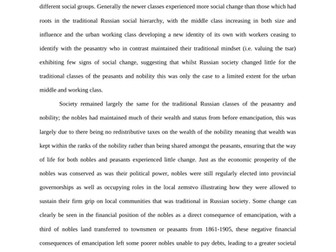 A* AQA History A Level Essay on Russian society