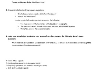 IGCSE Exam Question Practice worth 4 marks. Depth Study World War 1 KS4