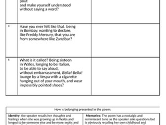 Edexcel Belonging Anthology poems